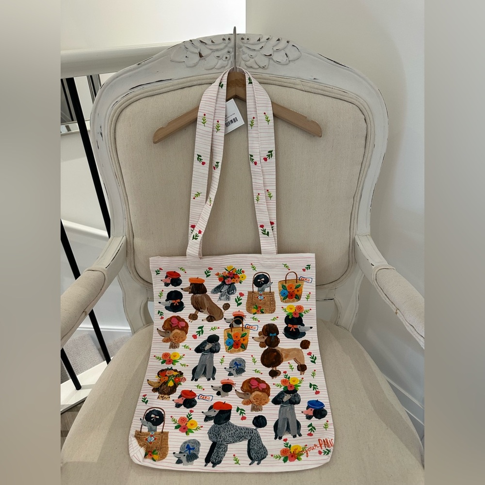Bon|Artis Lothantique Ooh La La Poodles Dog Print Tote Bag NWT